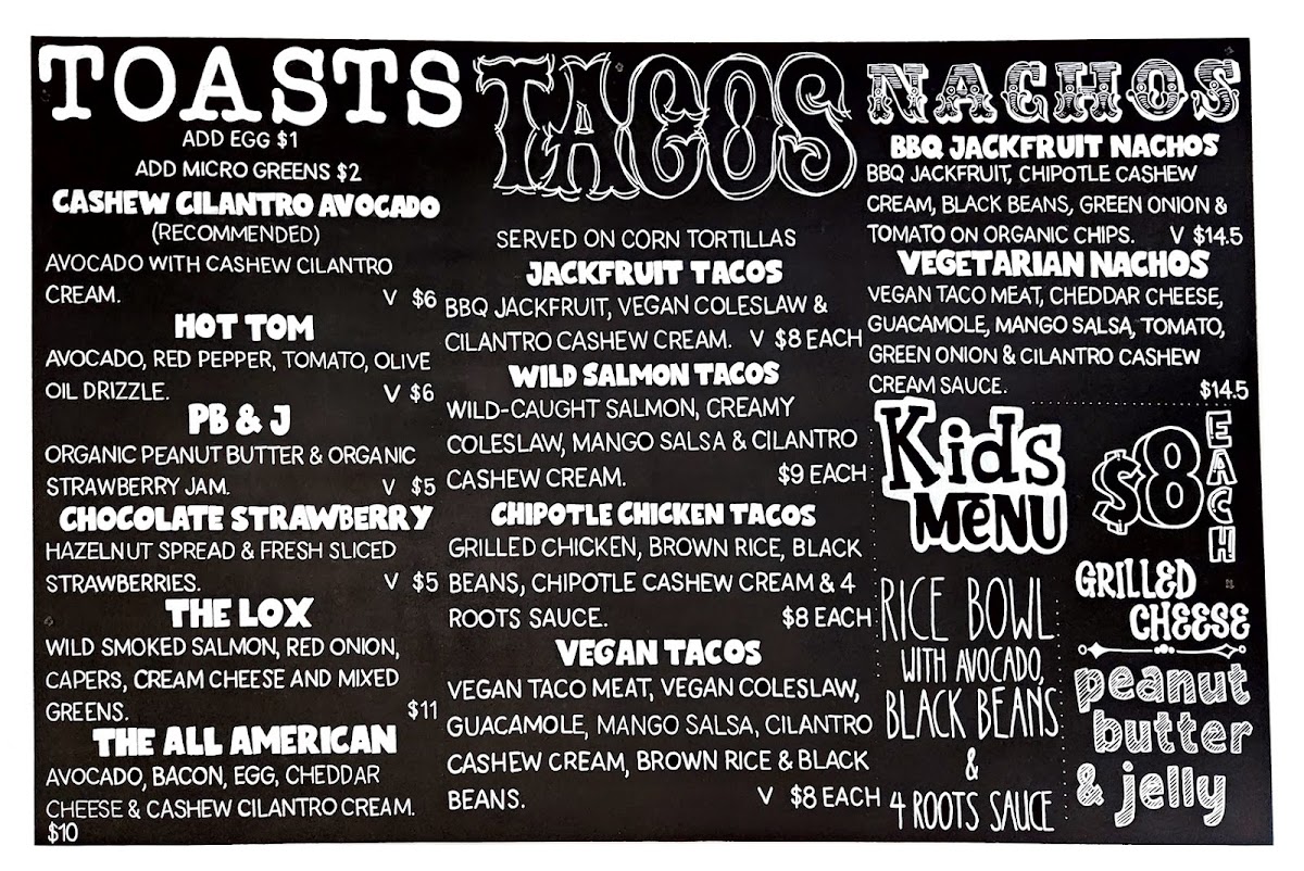 4 Roots Ketchum menu board