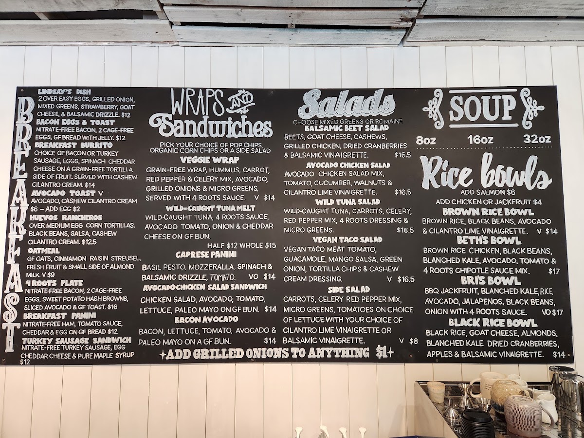 4 Roots Ketchum menu board