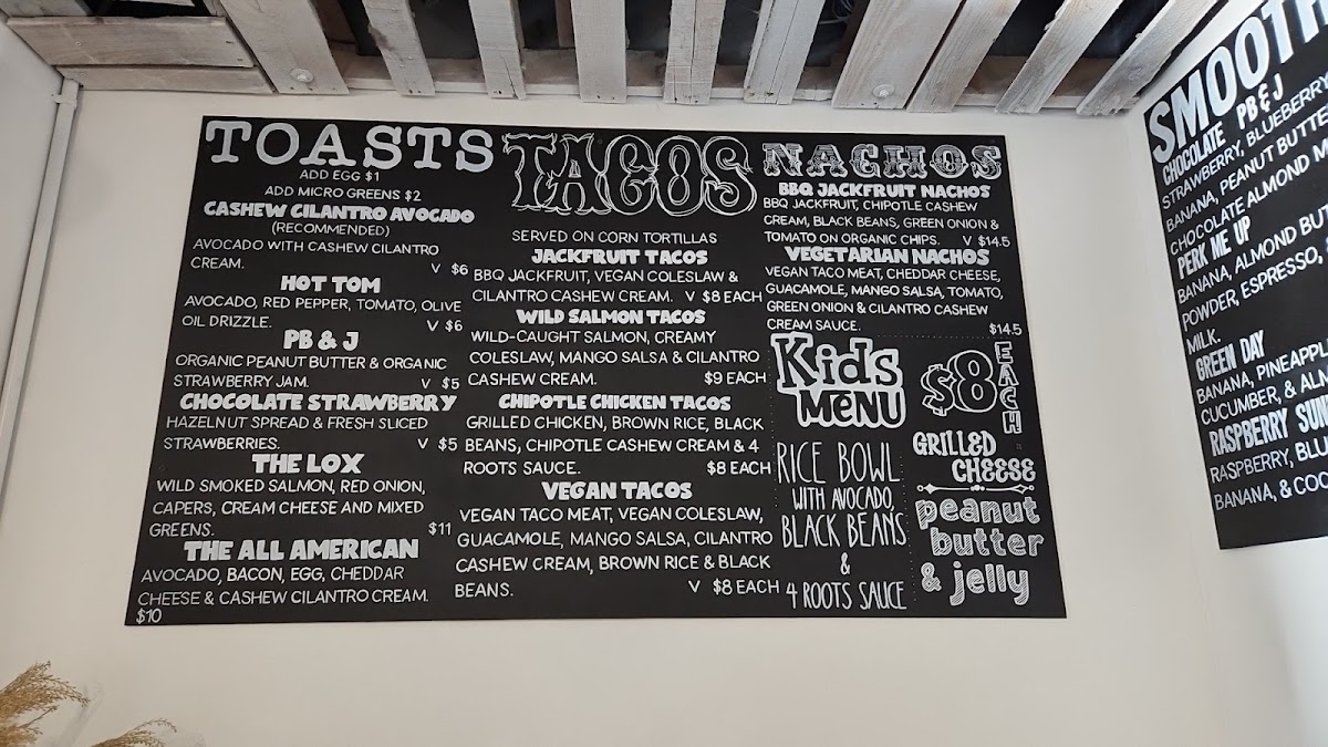 4 Roots Ketchum menu board