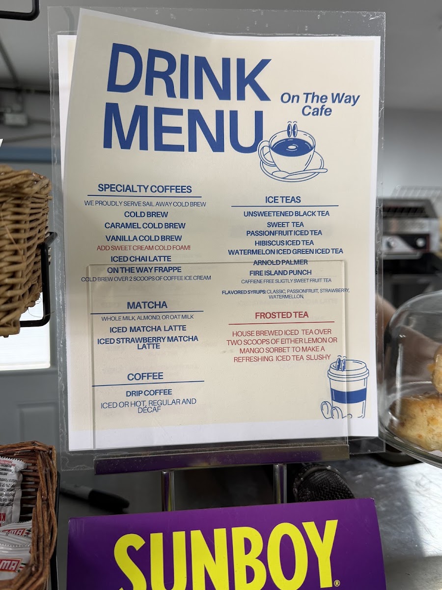 On the Way Cafe menu board