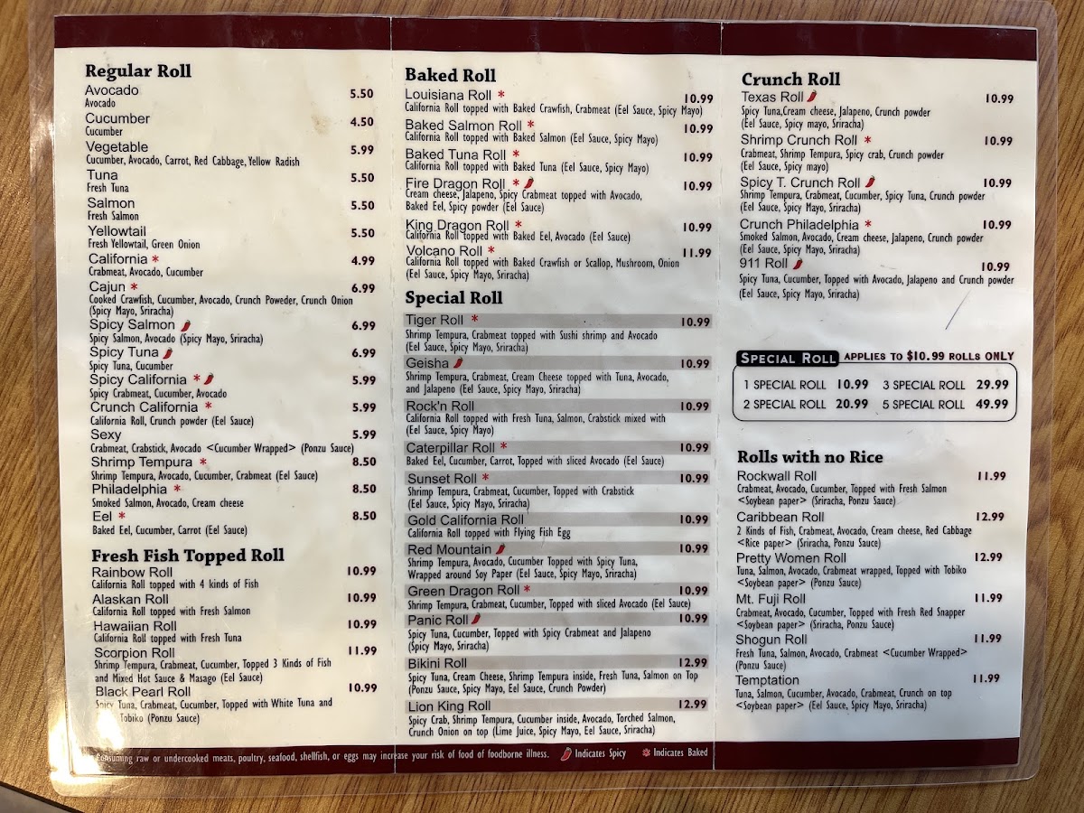 Sushi Box menu board