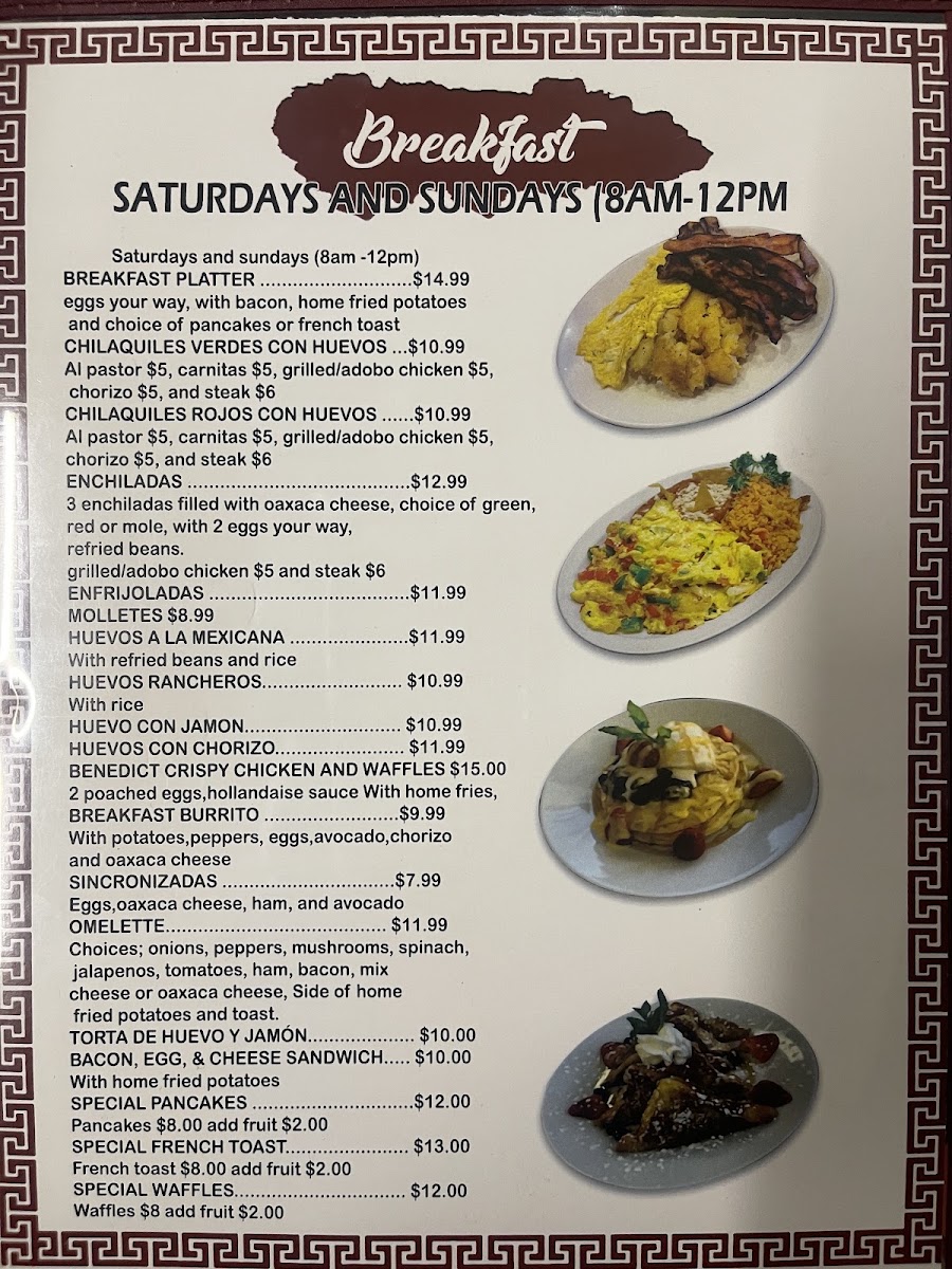 Tamalli Mexican Restaurant menu board