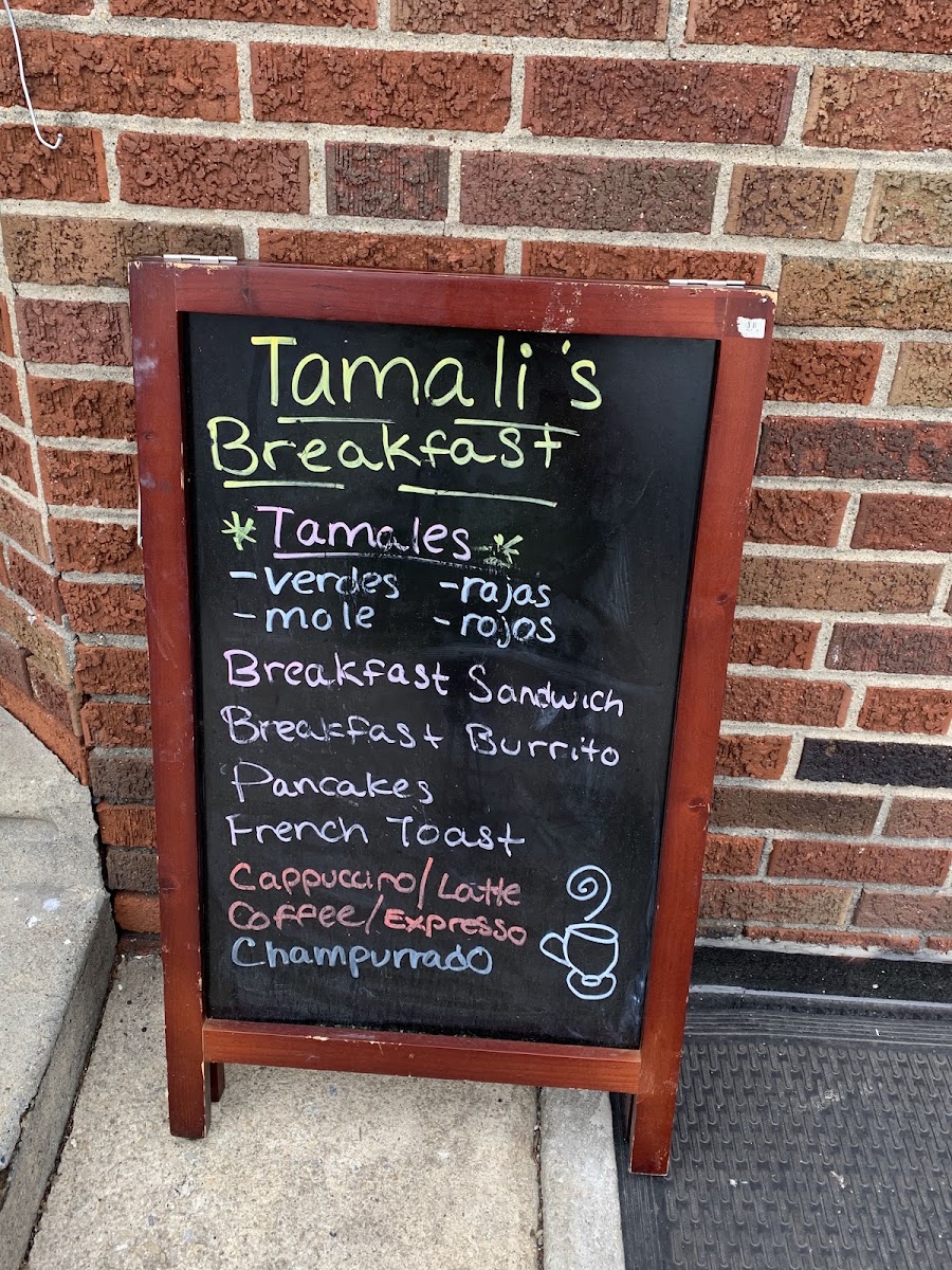 Tamalli Mexican Restaurant menu board