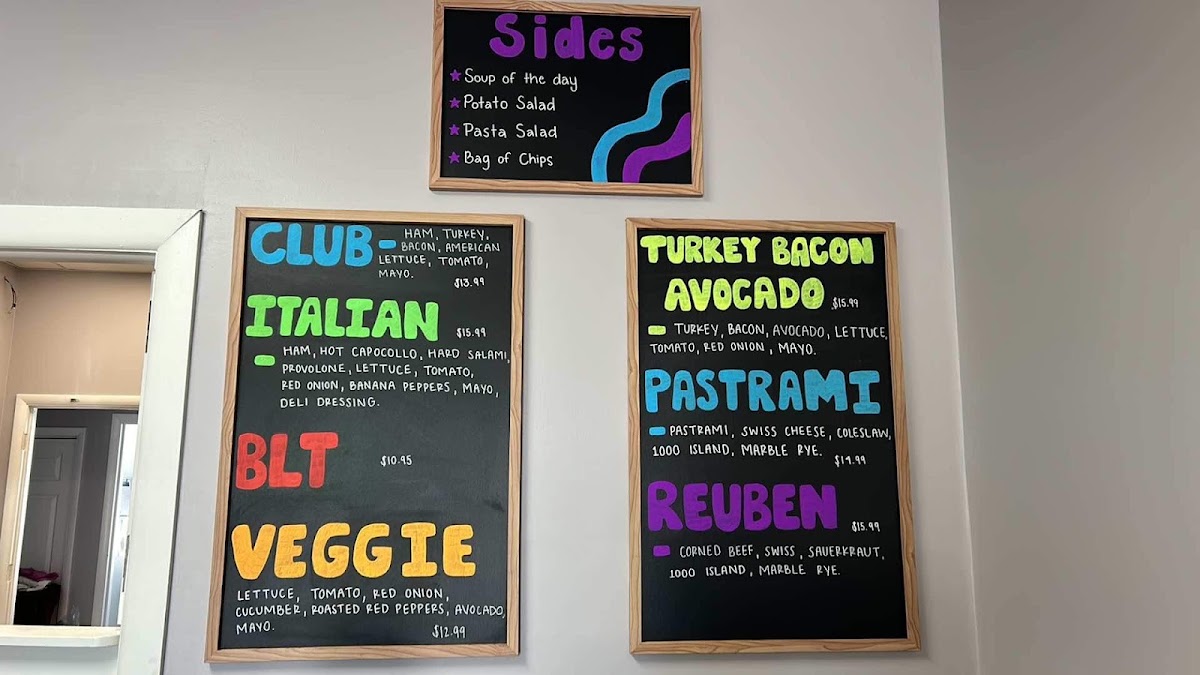 The Sandwich Shoppe menu board