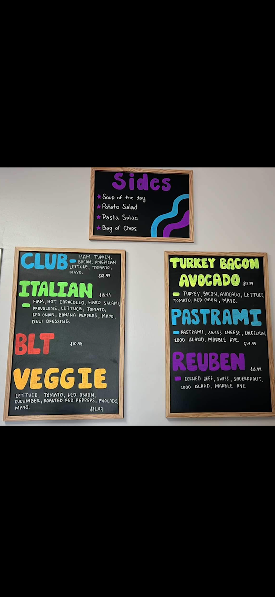 The Sandwich Shoppe menu board