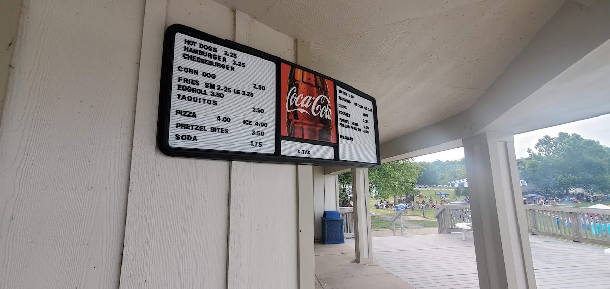 Lake Anna Snack Bar menu board