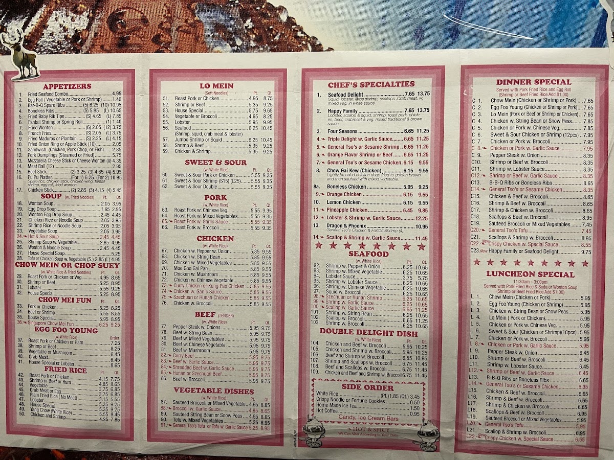 Kam Heung Kitchen menu board