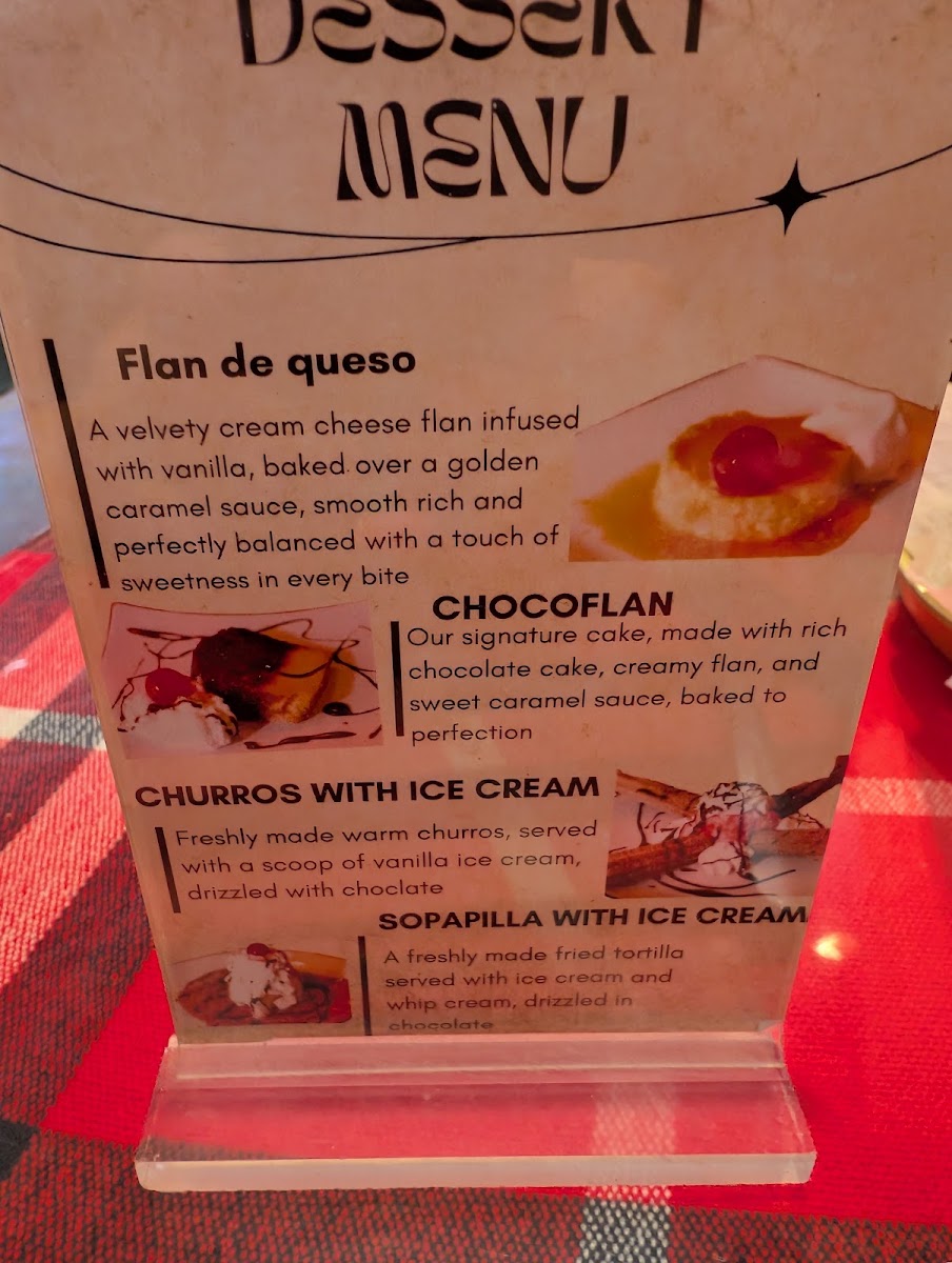 Casa Roja Mexican Grill menu board