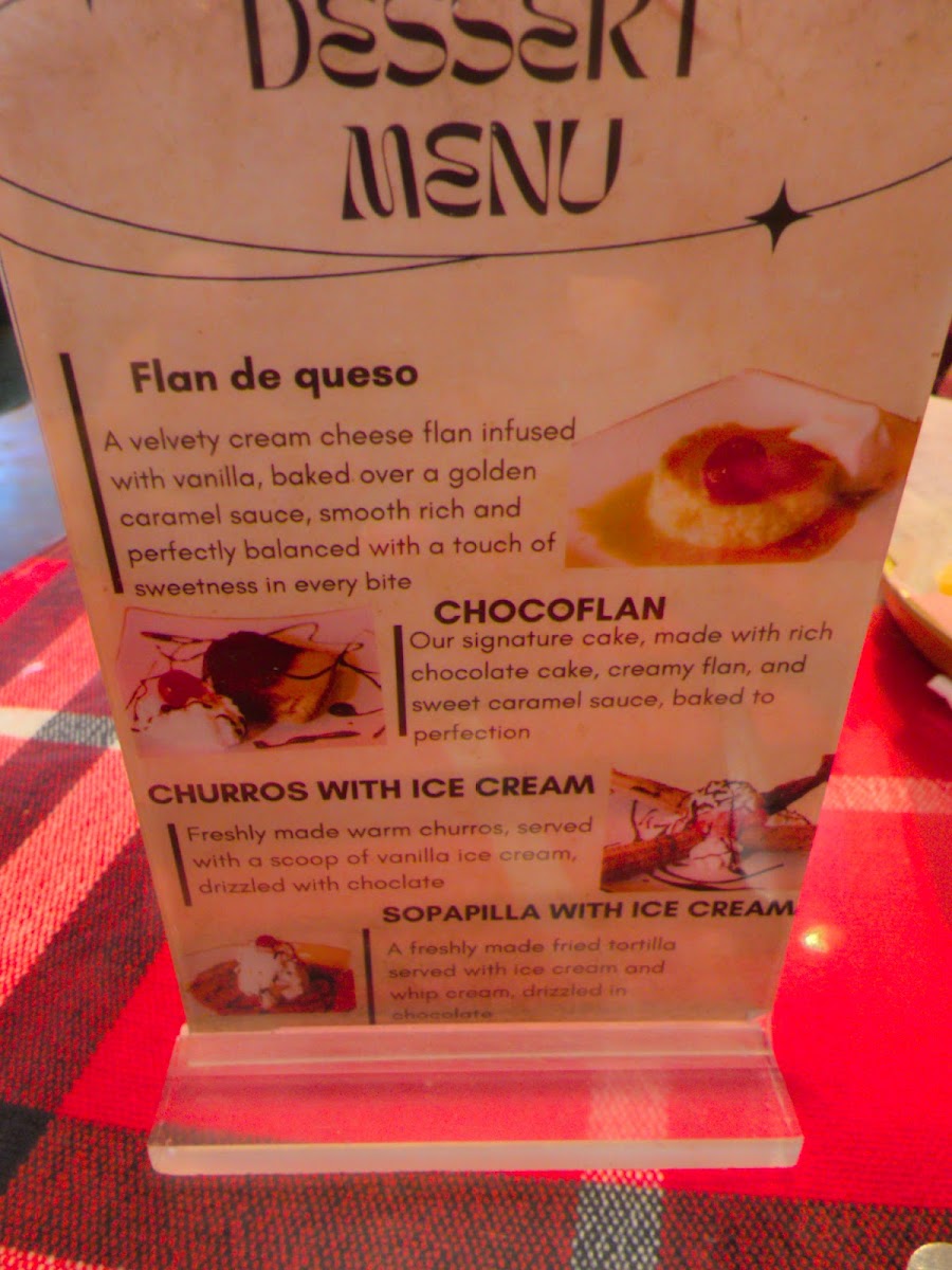 Casa Roja Mexican Grill menu board