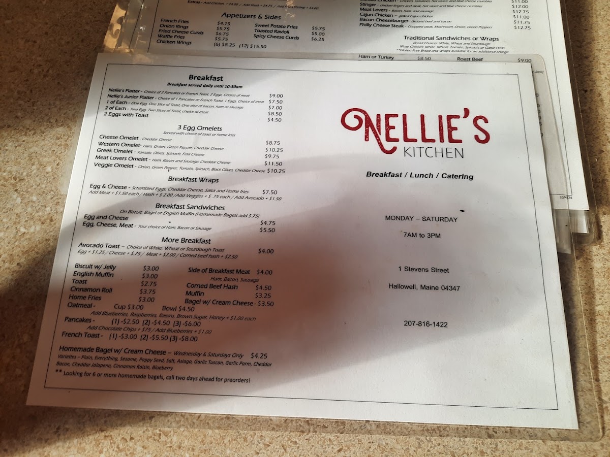 Nellie's Kitchen menu board