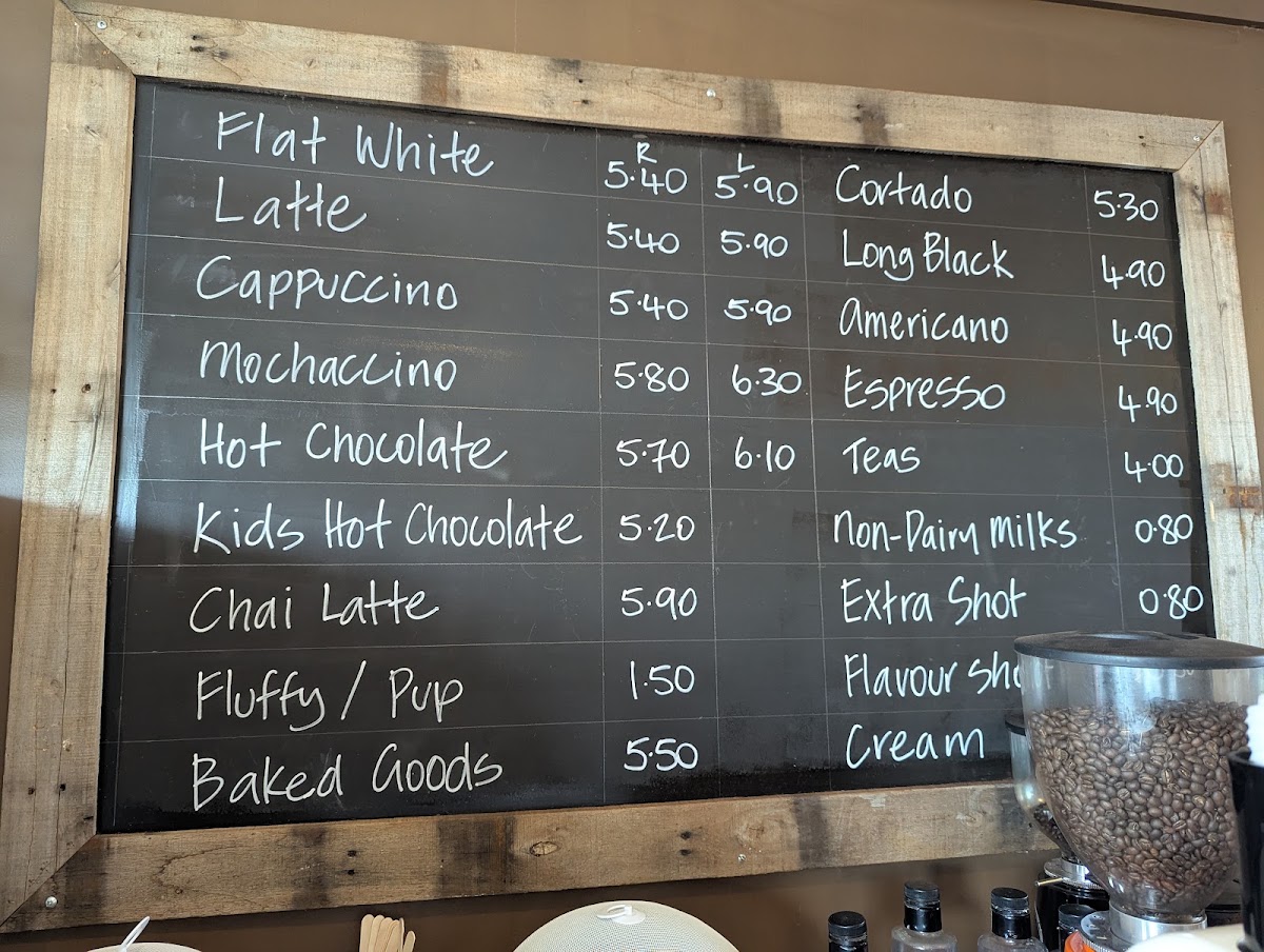 Wētā Coffee menu board