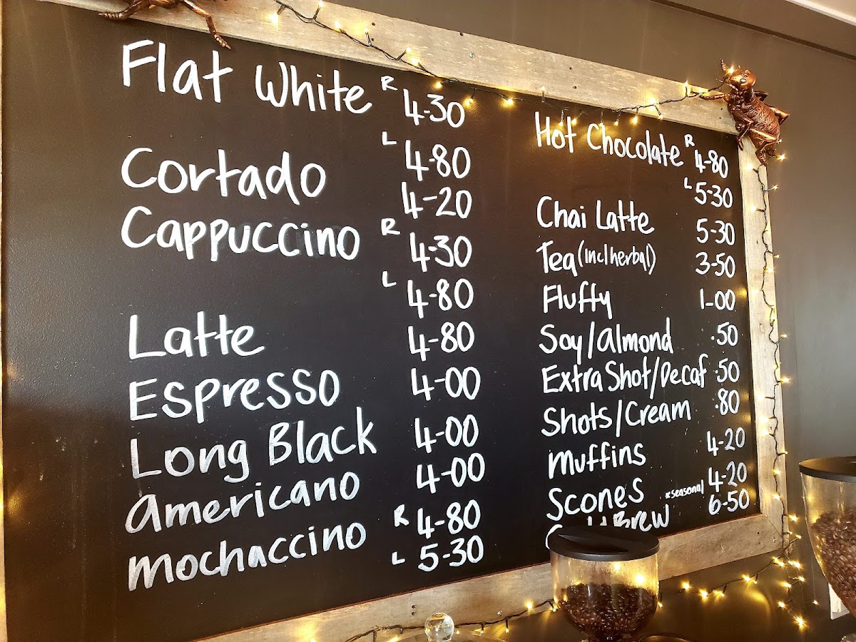 Wētā Coffee menu board
