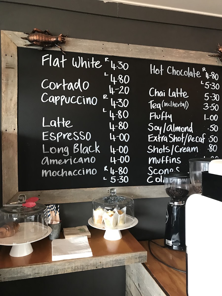 Wētā Coffee menu board
