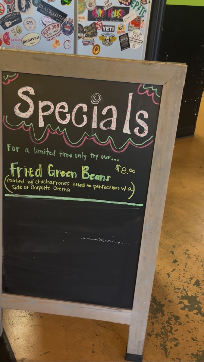 Tuesdays Street Tacos & Burritos menu board