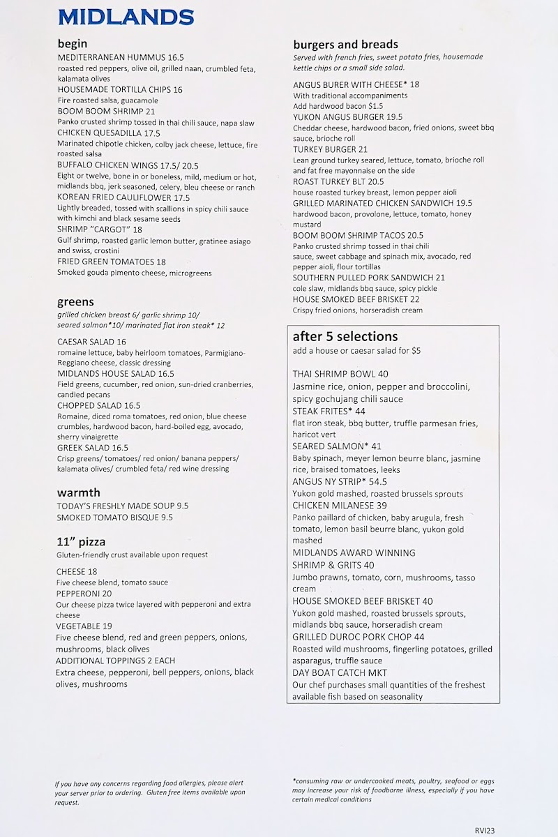 Midlands menu board