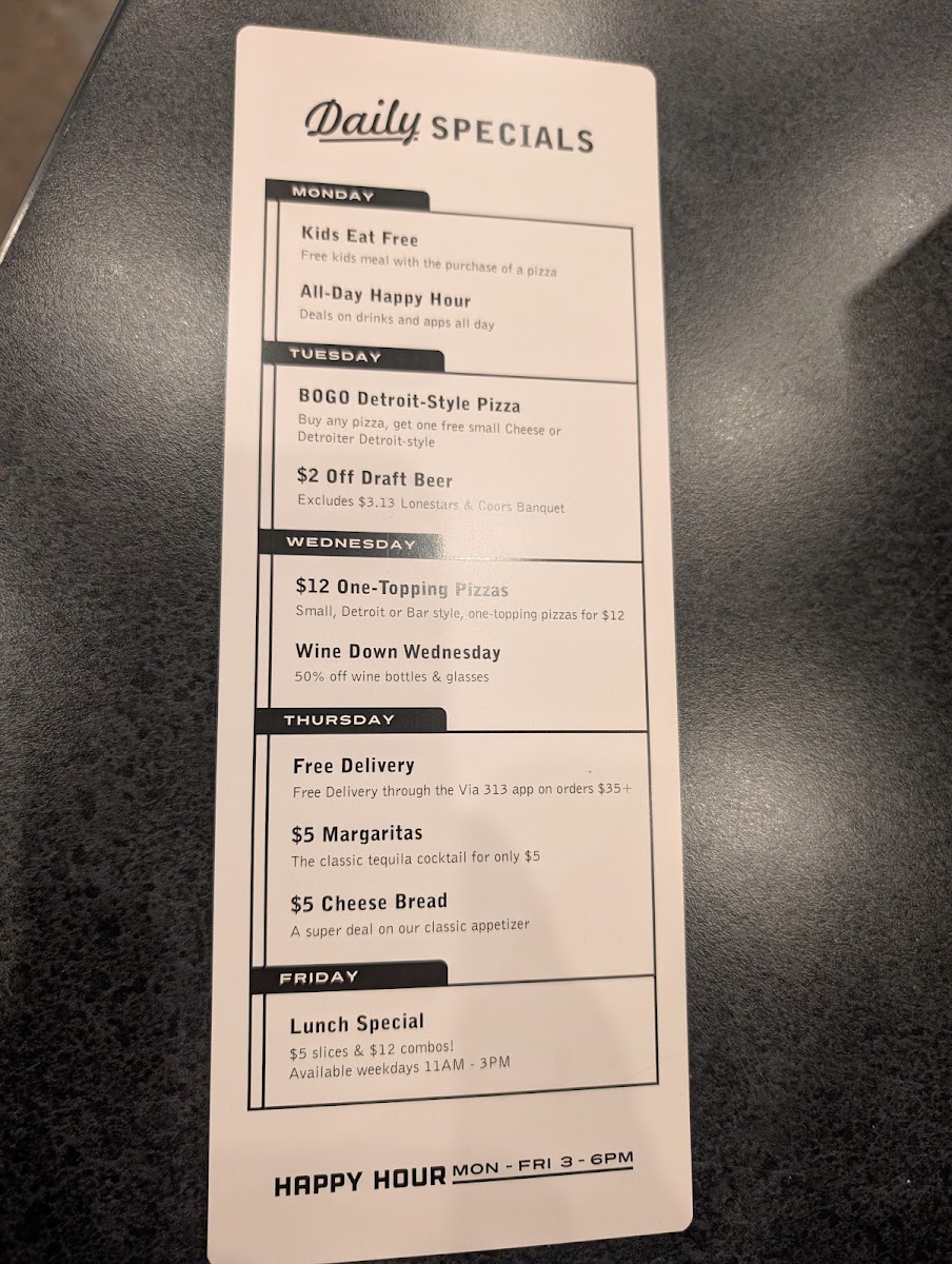 Via 313 menu board