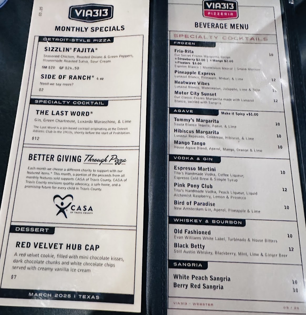 Via 313 menu board