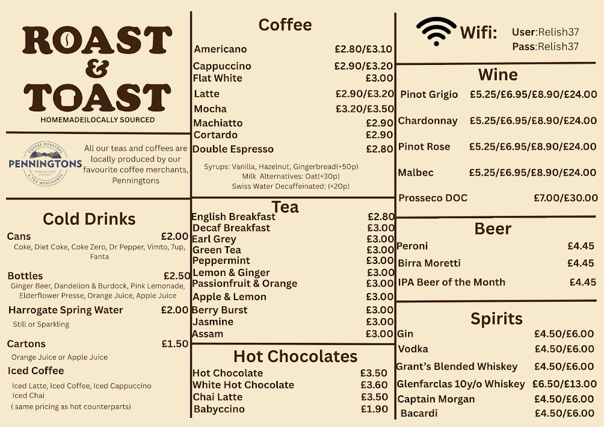 Relish No.37 menu board