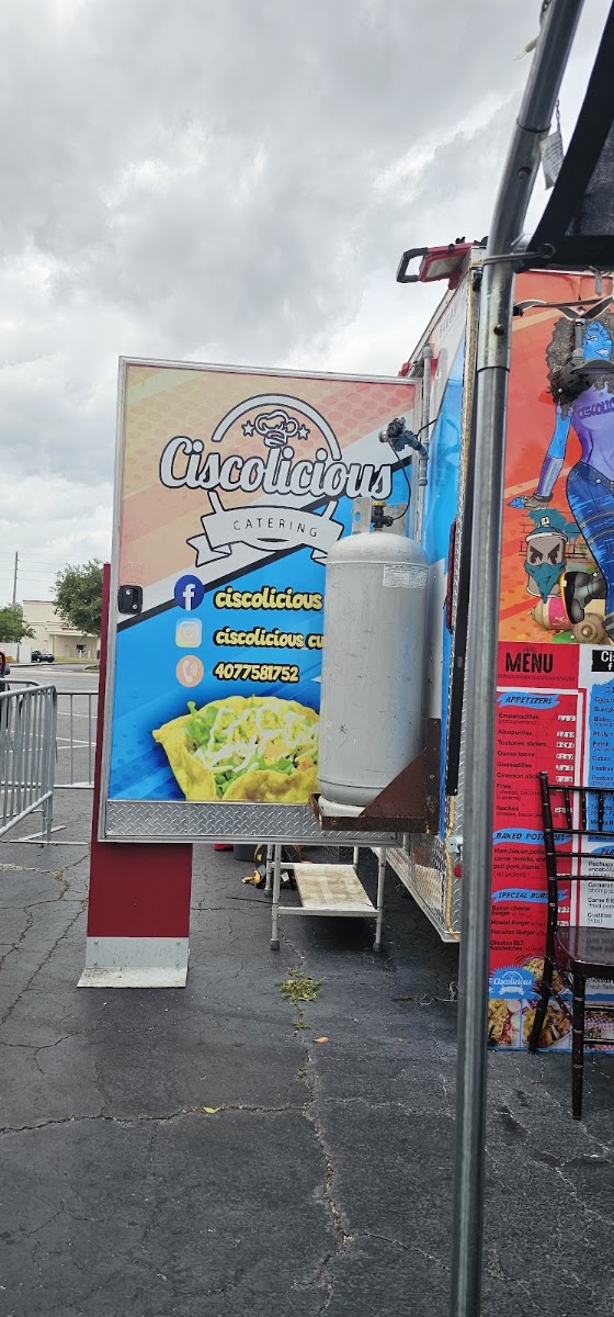 Ciscolicious Cuisine Food Truck menu board