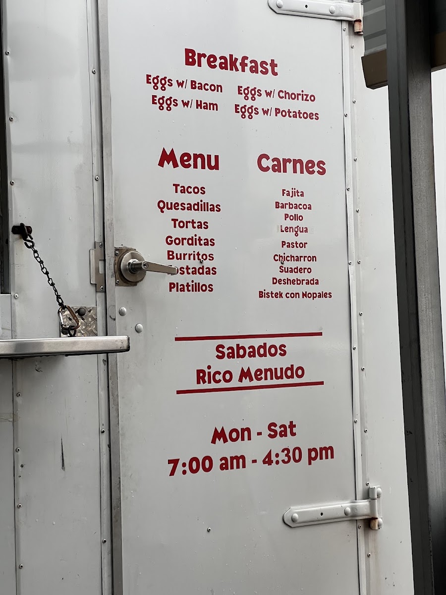 Taqueria Tia Maria menu board