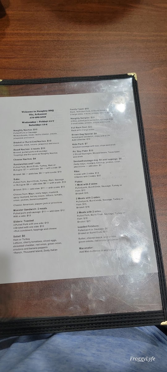 Naughty BBQ menu board