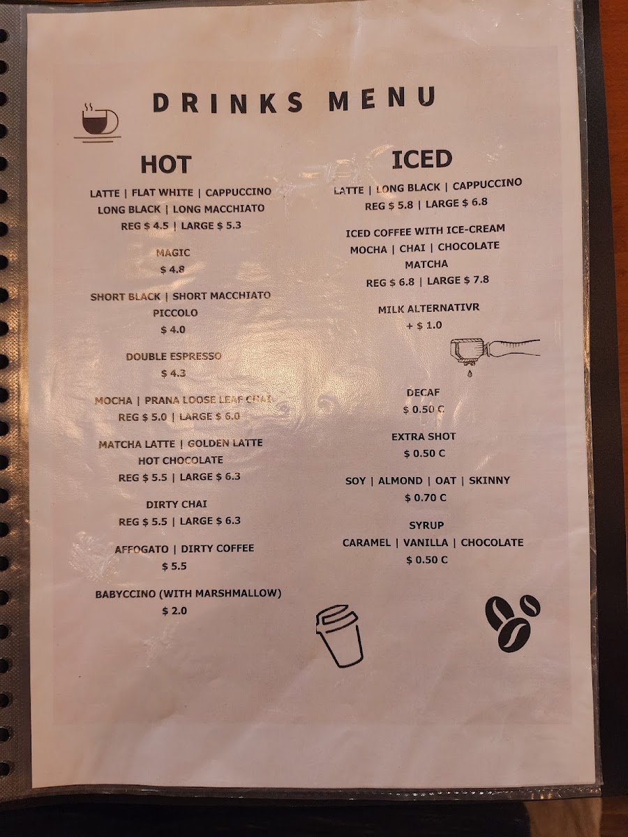 Take N Easy Cafe menu board