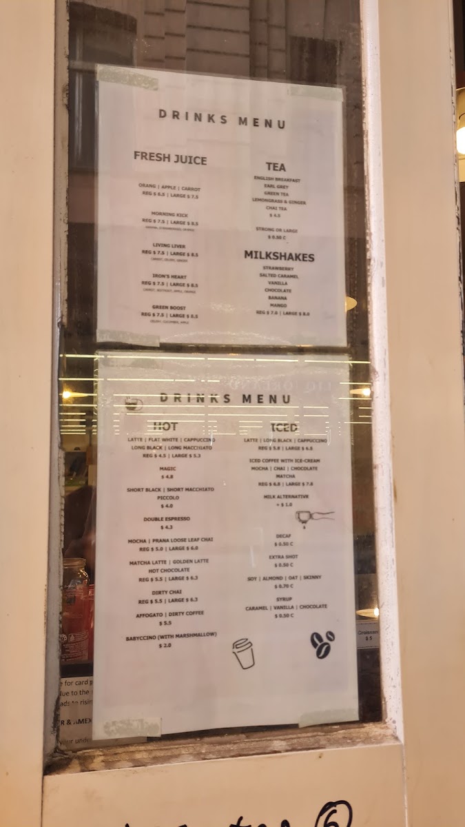 Take N Easy Cafe menu board