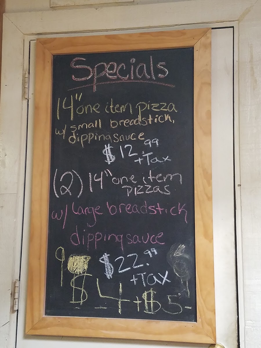 Big Chuck's Pizza Plus menu board