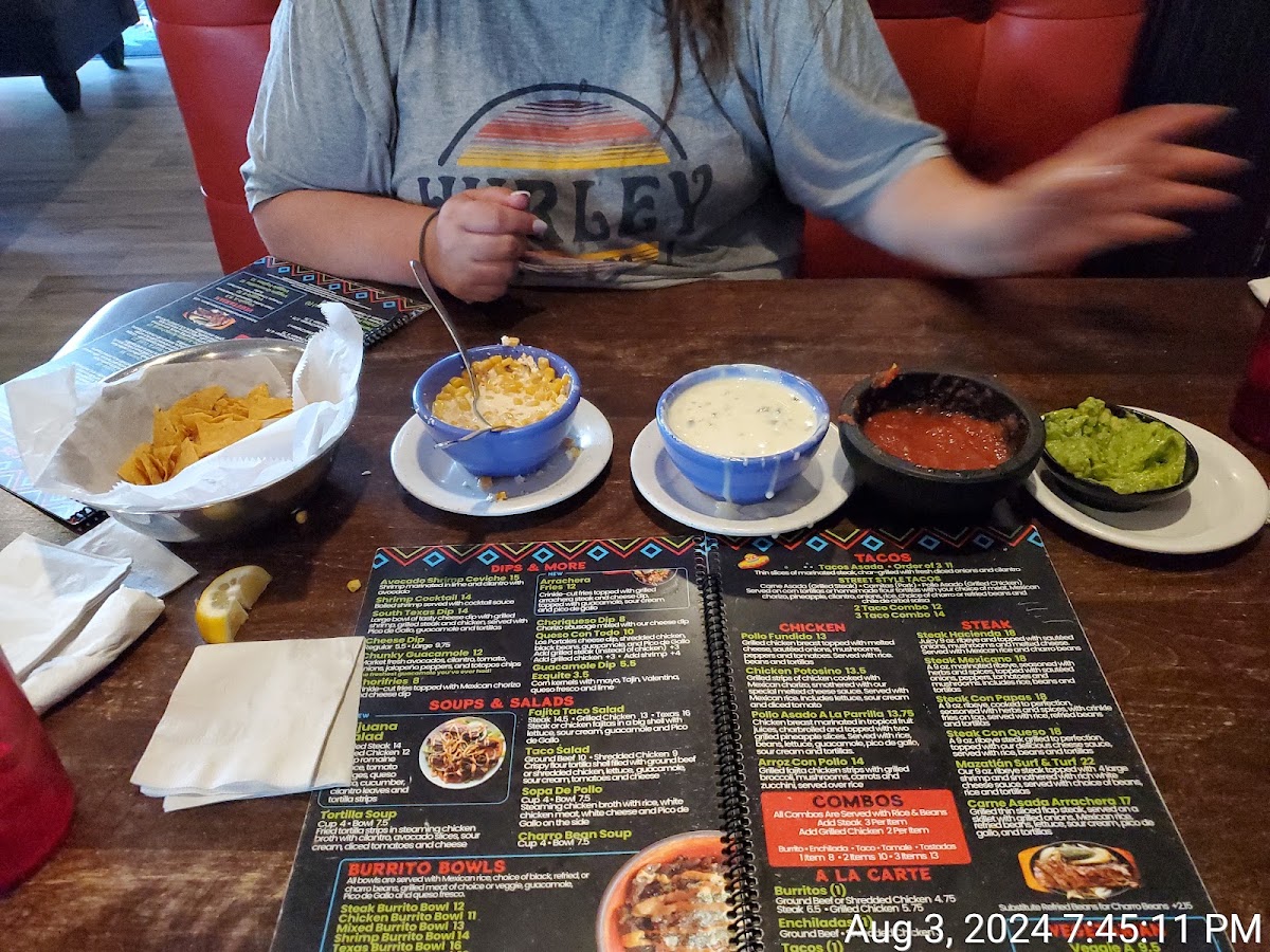 Los Portales Mexican Grill & Bar menu board