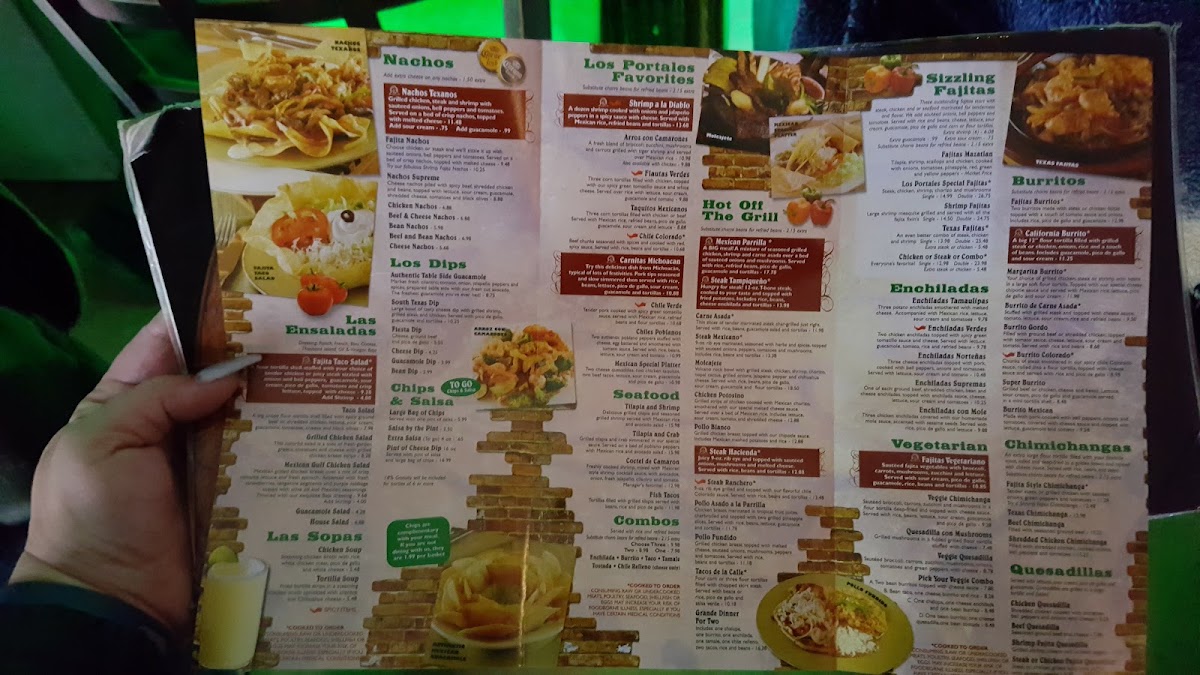 Los Portales Mexican Grill & Bar menu board