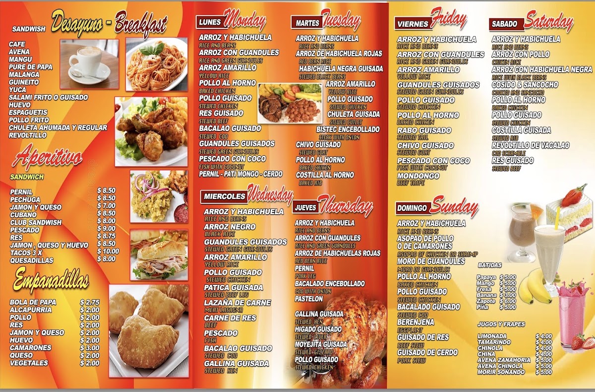 Yannette Restaurant menu board