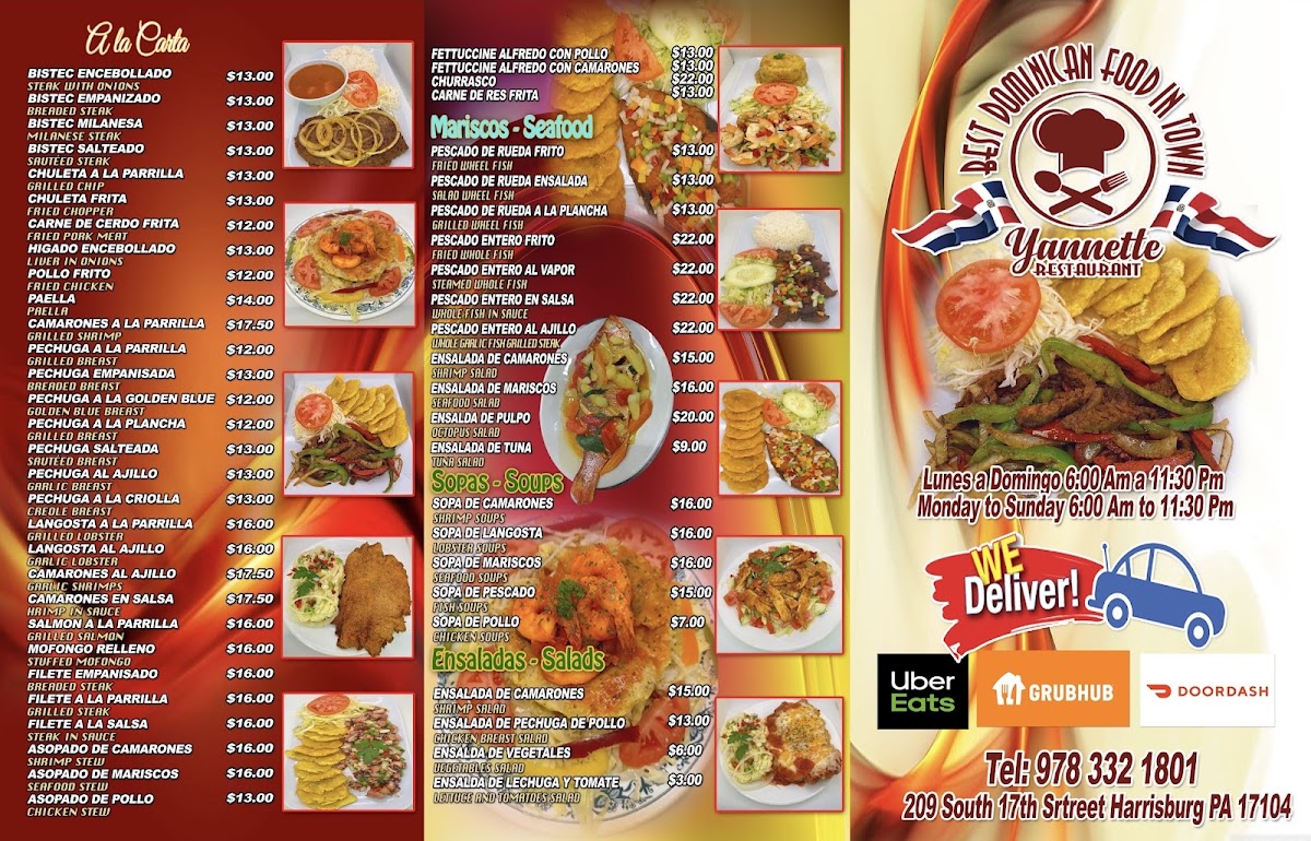 Yannette Restaurant menu board