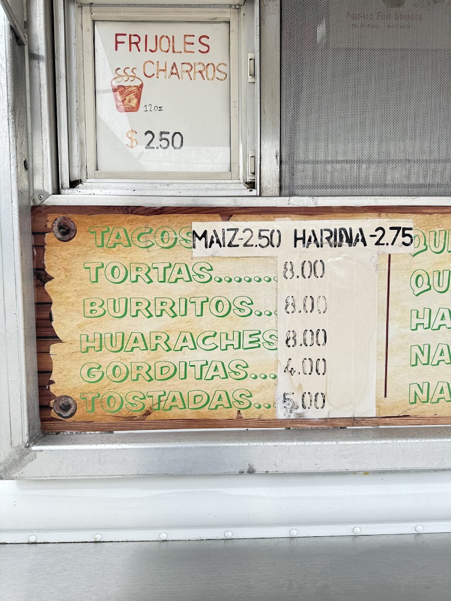 Taqueria El Serranito menu board