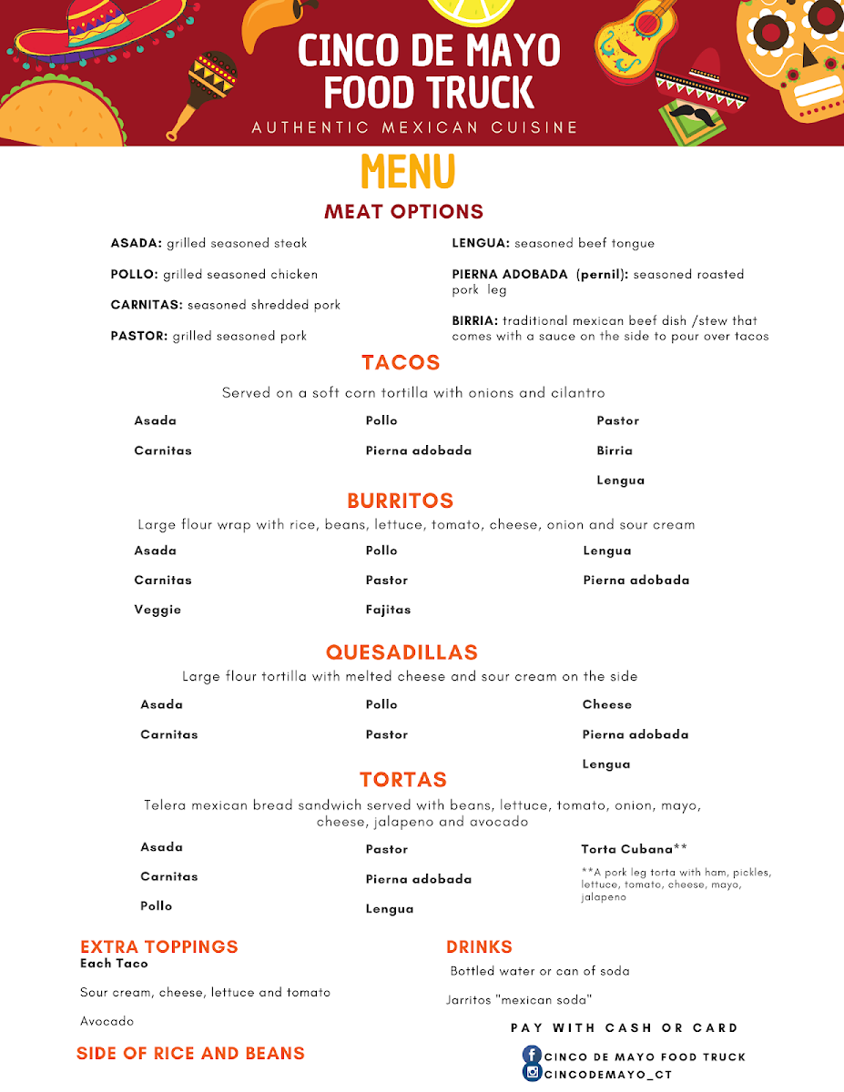 Cinco de Mayo Food Truck menu board