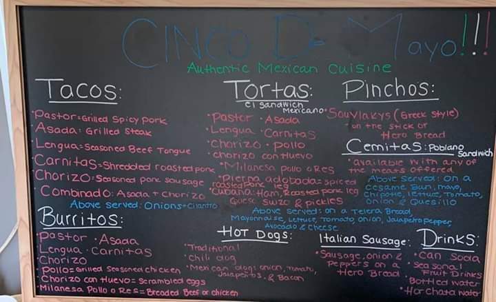 Cinco de Mayo Food Truck menu board