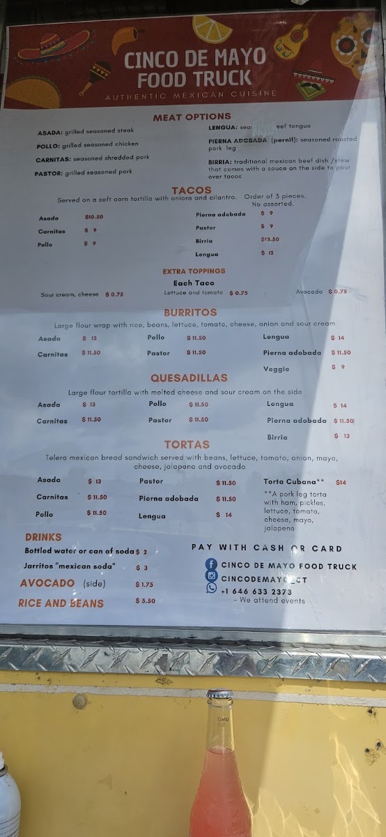 Cinco de Mayo Food Truck menu board