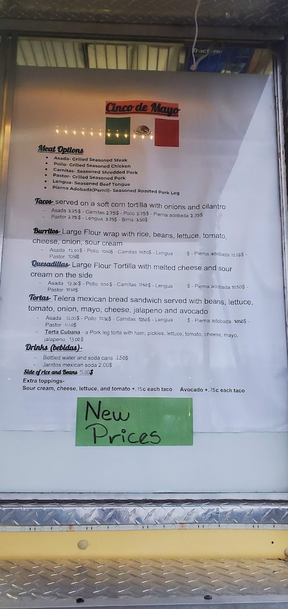 Cinco de Mayo Food Truck menu board