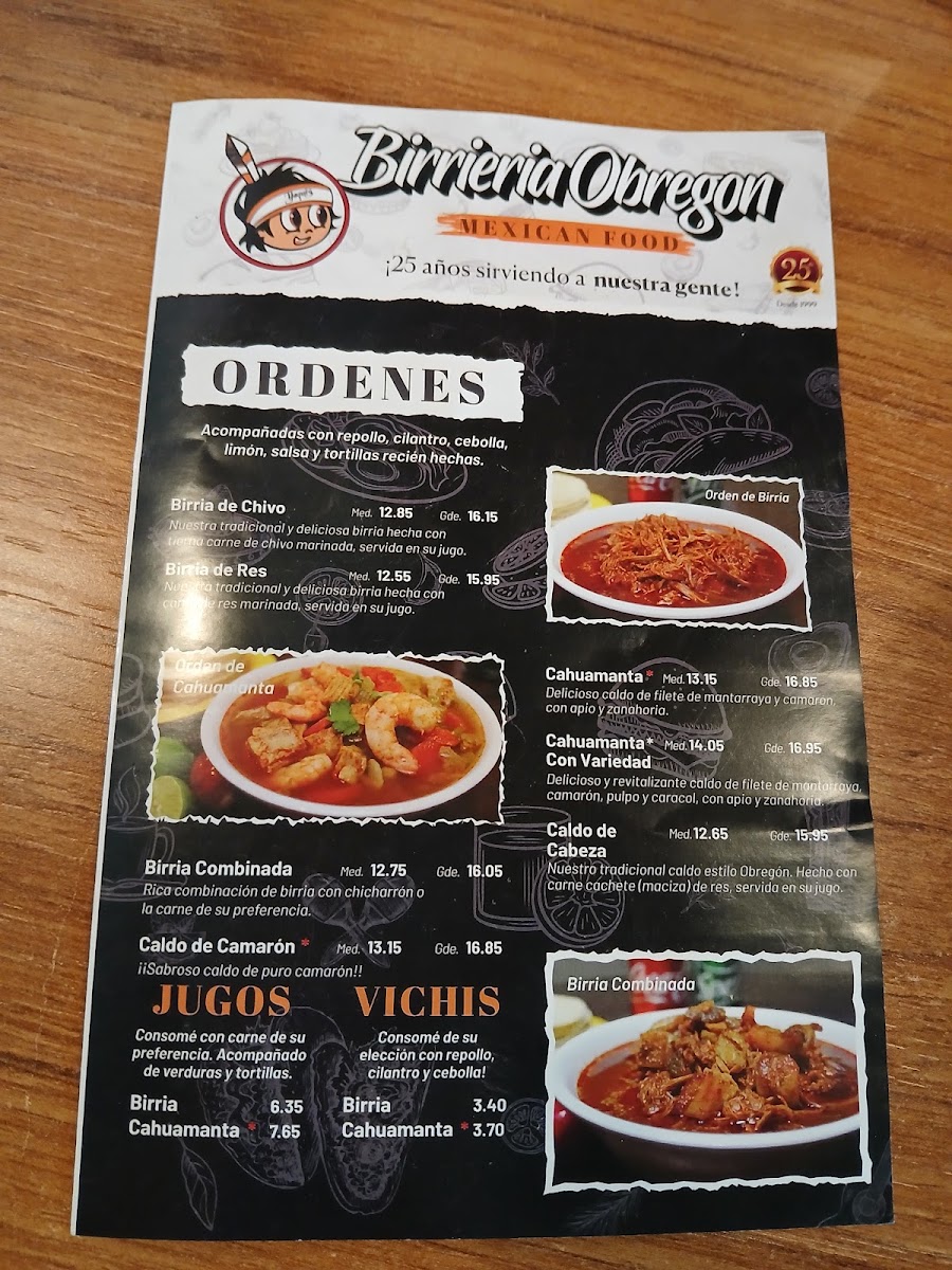 Birrieria Obregon #3 menu board