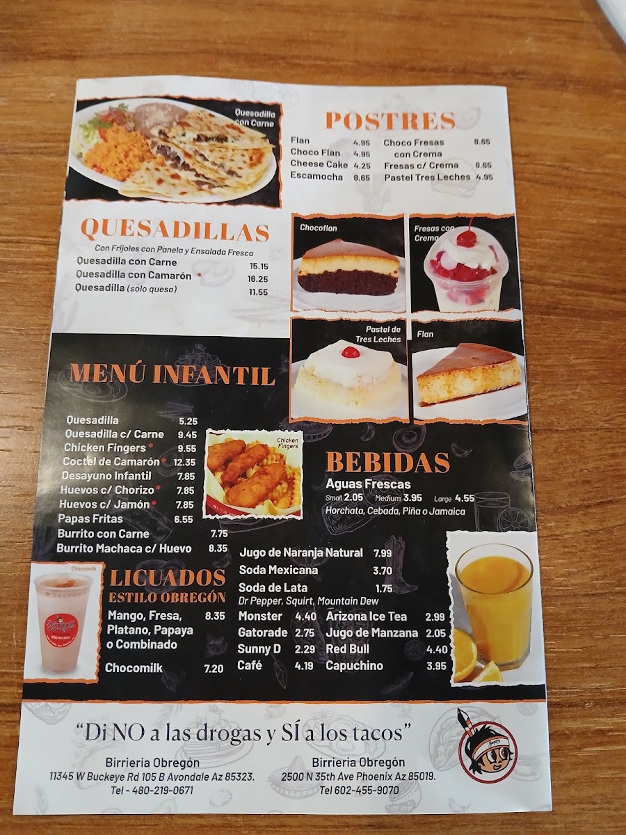 Birrieria Obregon #3 menu board