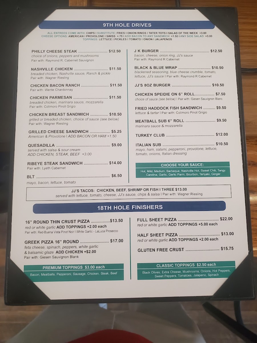 JJ's Grill & Catering@En-Joie menu board
