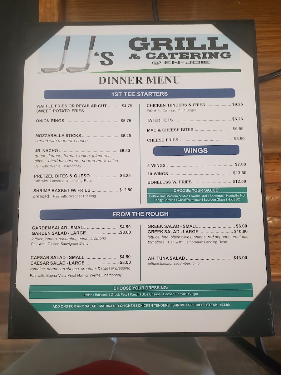 JJ's Grill & Catering@En-Joie menu board