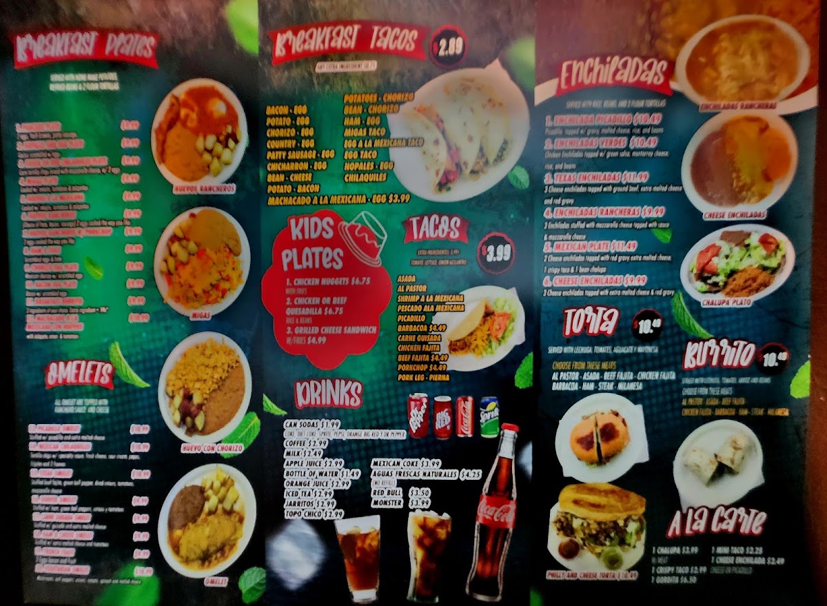 Guanatos Mexican Food menu board