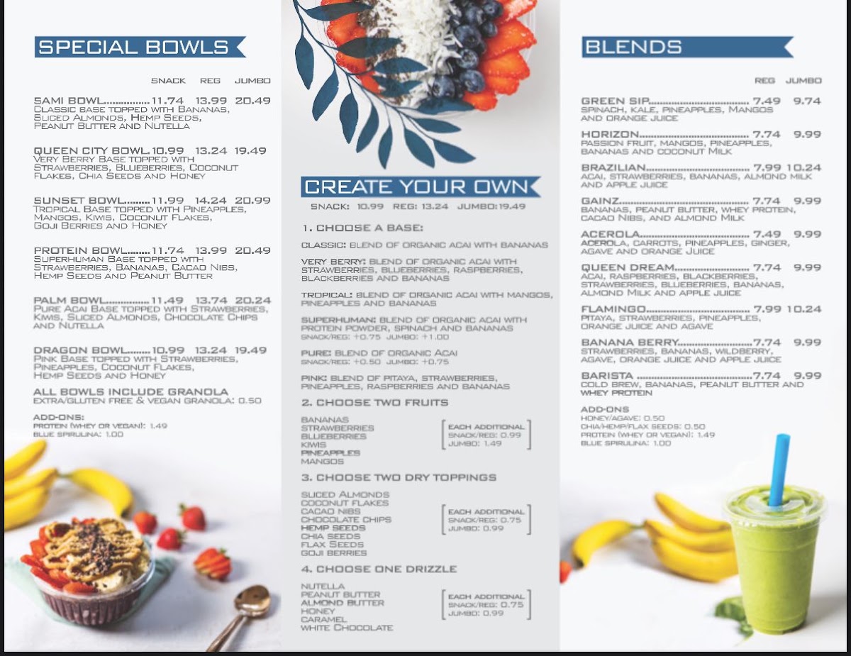 Palm Berries menu board