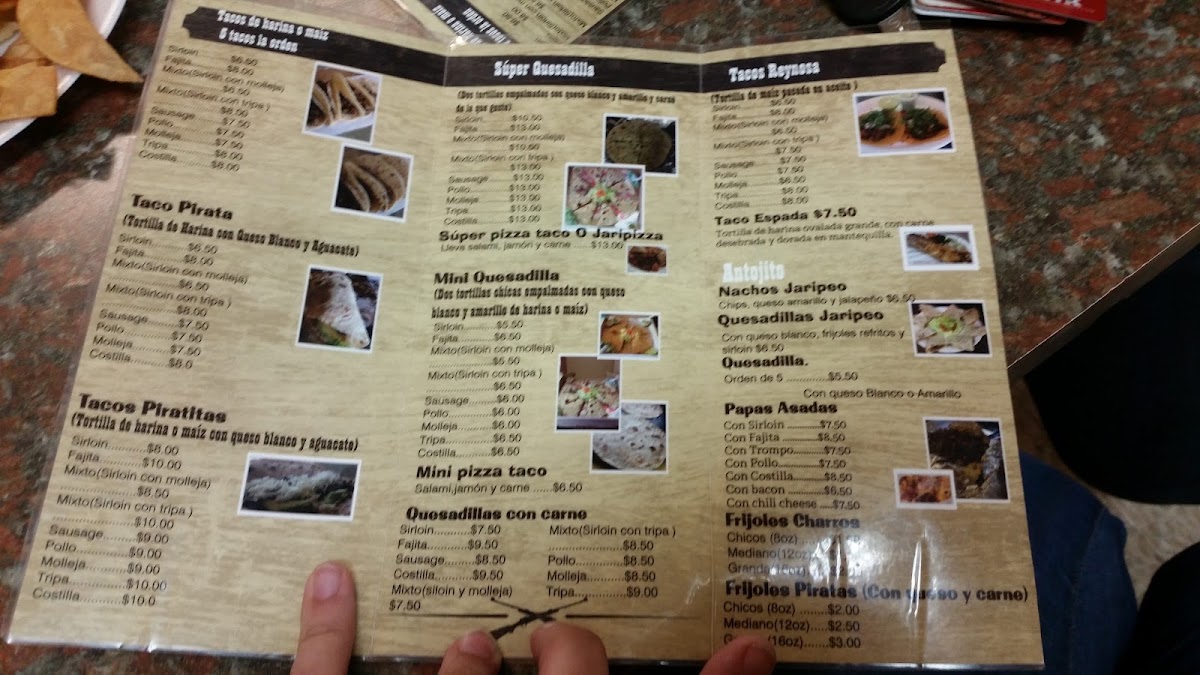 El Jaripeo Tacos menu board