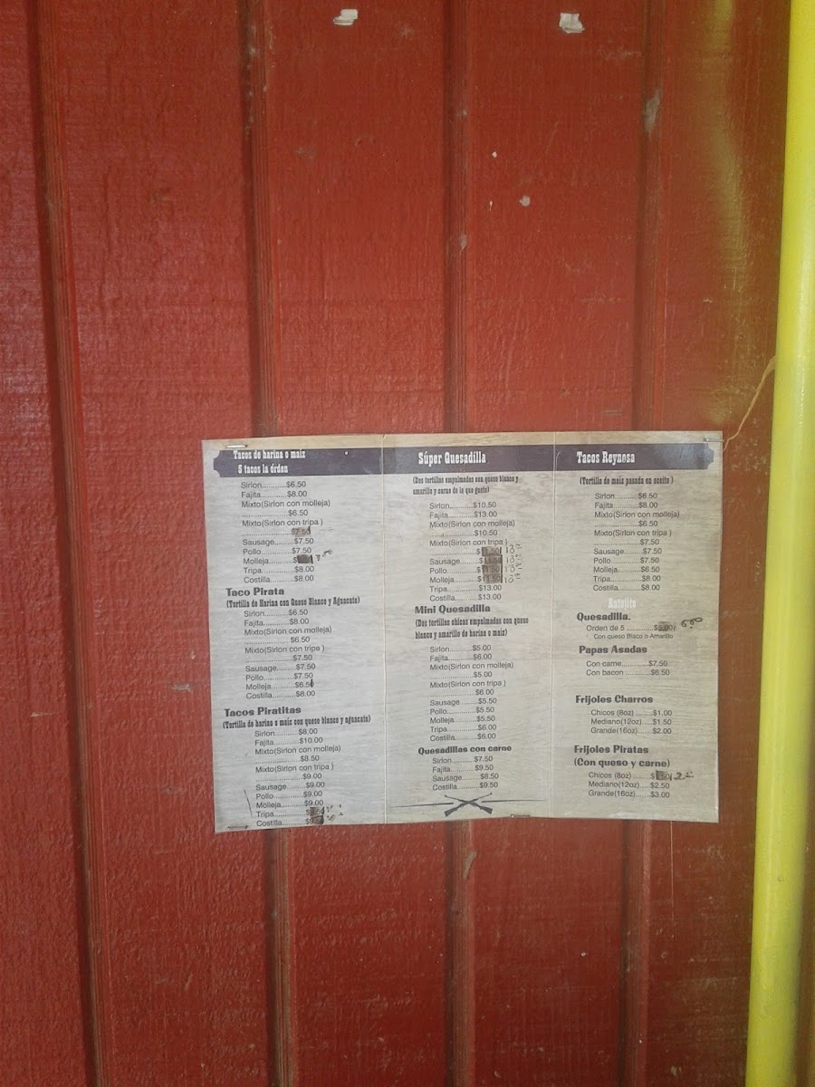 El Jaripeo Tacos menu board