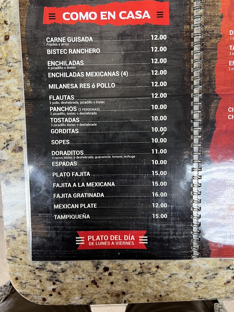Los compadres restaurant menu board