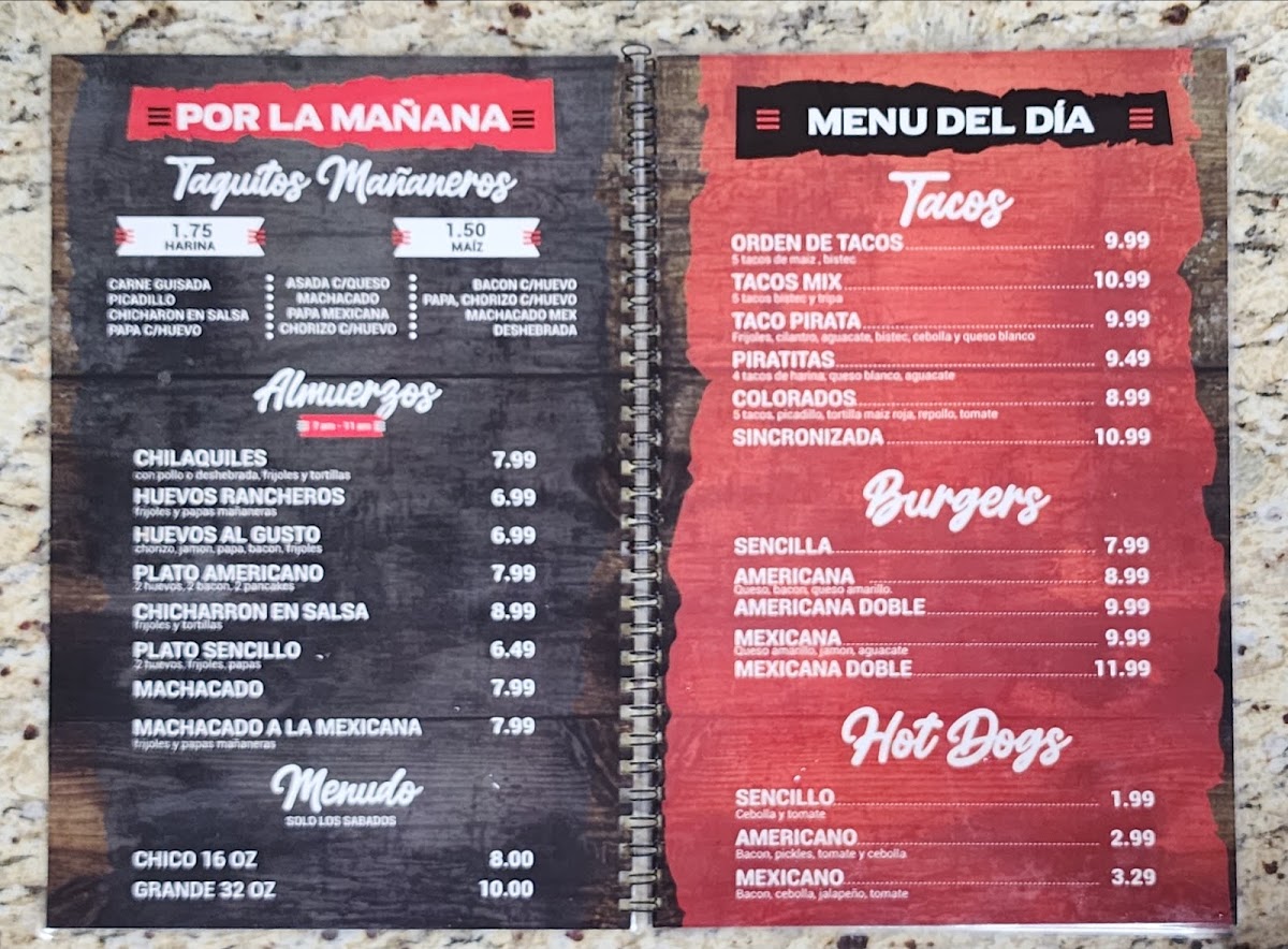 Los compadres restaurant menu board