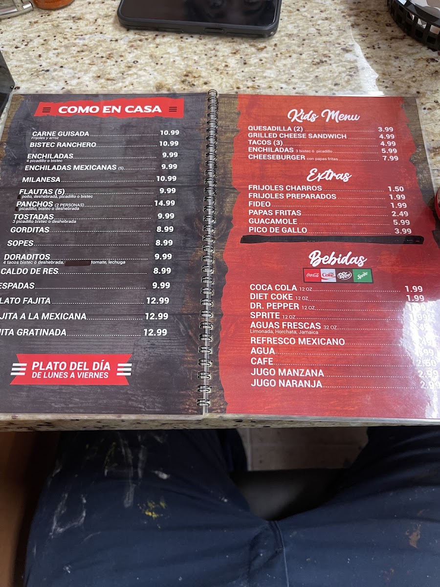 Los compadres restaurant menu board