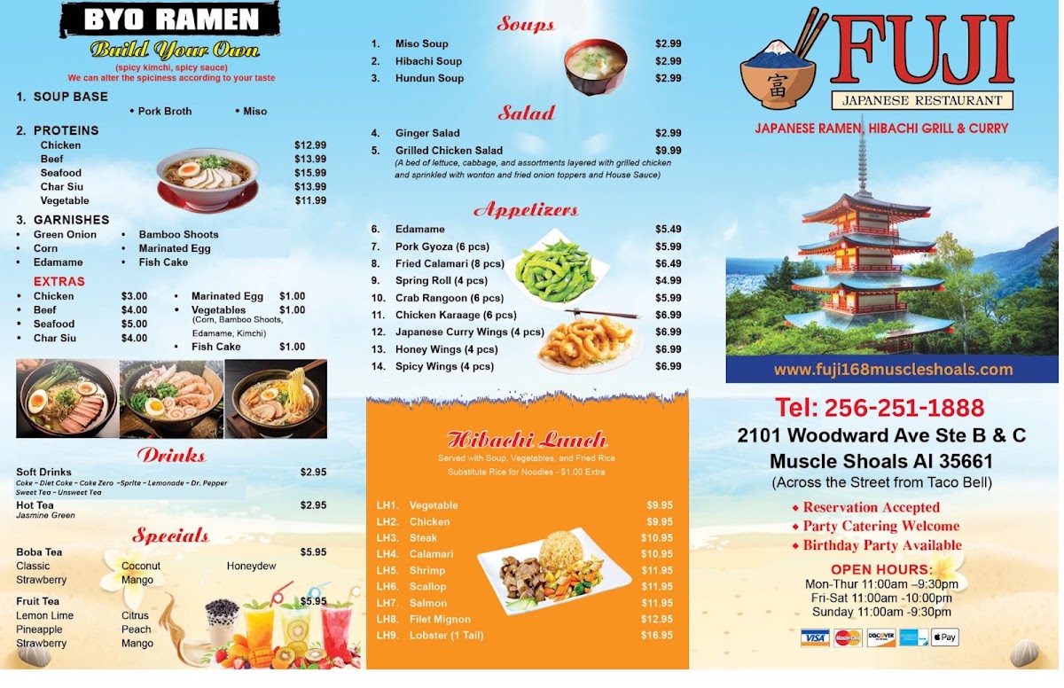 Fuji 168 menu board