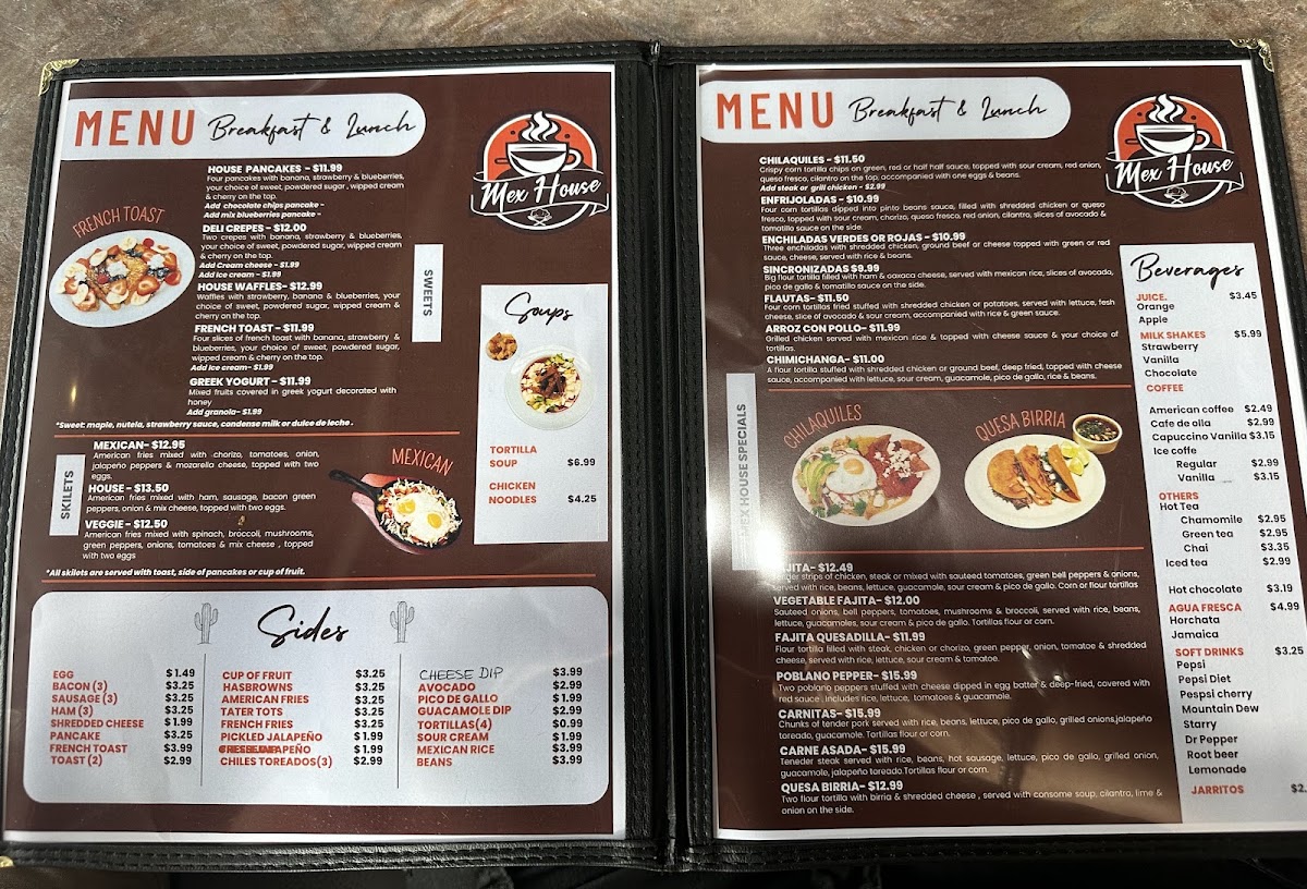 Mex House menu board